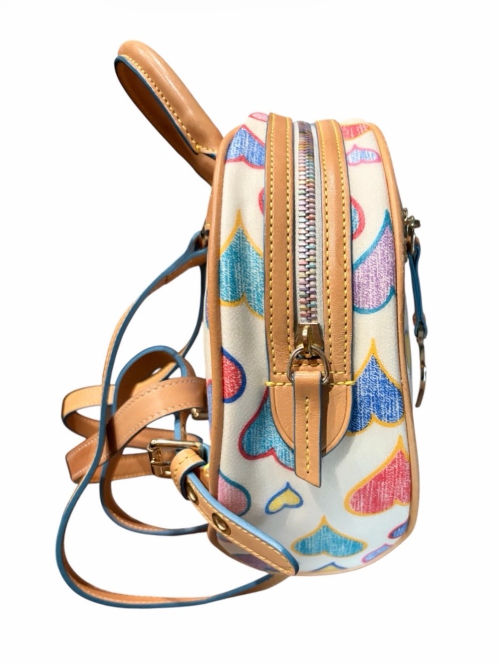 DOONEY & BOURKE VINTAGE Y2K MULTICOLOR SCRIBBLE HEARTS CIRCLE BACKPACK - Picture 4 of 9